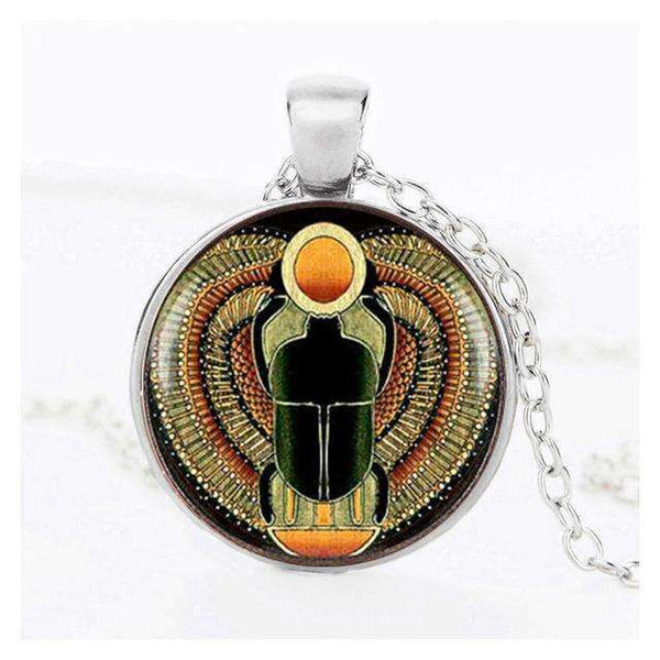 SUTEYI Vintage Glass Cabochon Egyptian Necklace Scarab Crystal Pendant Choker Ancient Egypt Jewelry Egypt Necklaces For Women - STUDIO 11 COUTURE