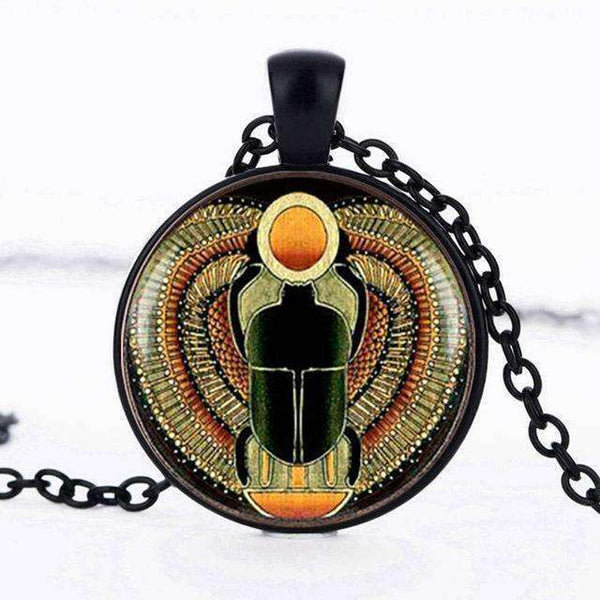 SUTEYI Vintage Glass Cabochon Egyptian Necklace Scarab Crystal Pendant Choker Ancient Egypt Jewelry Egypt Necklaces For Women - STUDIO 11 COUTURE