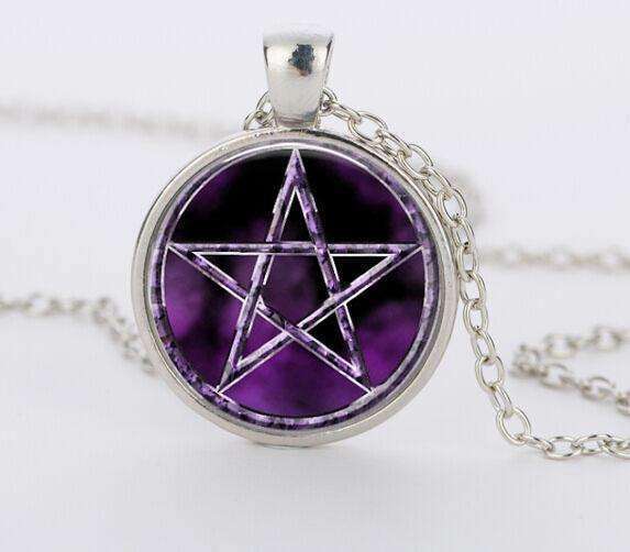 SUTEYI Bestselling Purple Pentagram Necklace Mens Witchcraft Glass Dome Picture Pendant Hidden Charm Handmade Necklaces Jewelry - STUDIO 11 COUTURE