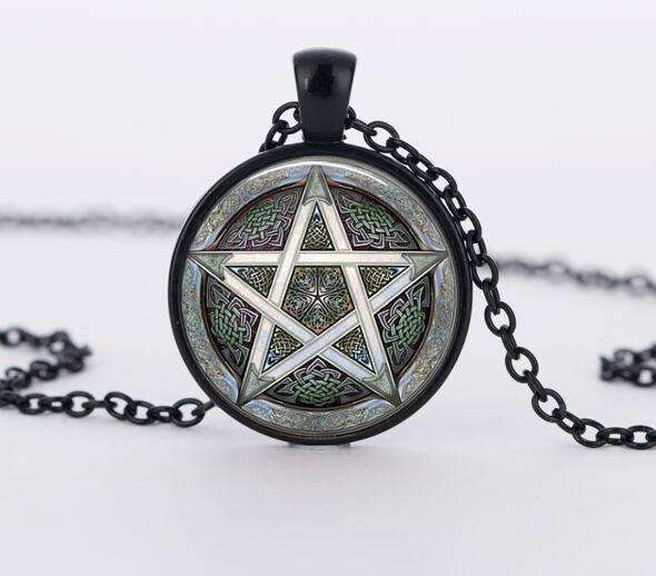SUTEYI Bestselling Purple Pentagram Necklace Mens Witchcraft Glass Dome Picture Pendant Hidden Charm Handmade Necklaces Jewelry - STUDIO 11 COUTURE