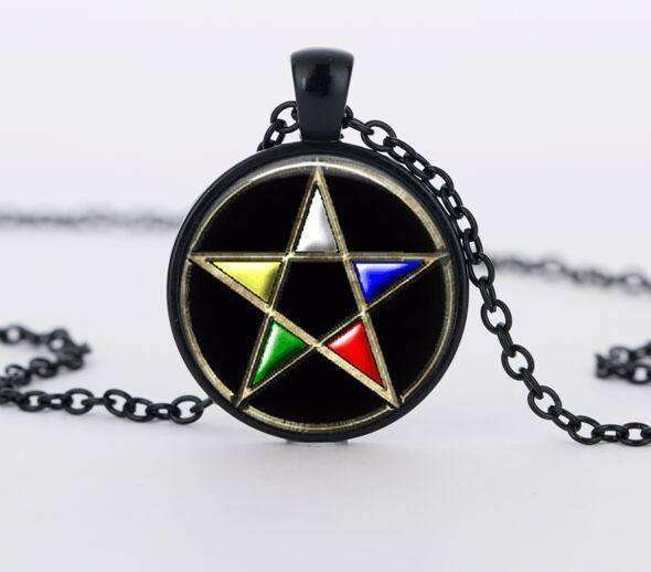 SUTEYI Bestselling Purple Pentagram Necklace Mens Witchcraft Glass Dome Picture Pendant Hidden Charm Handmade Necklaces Jewelry - STUDIO 11 COUTURE