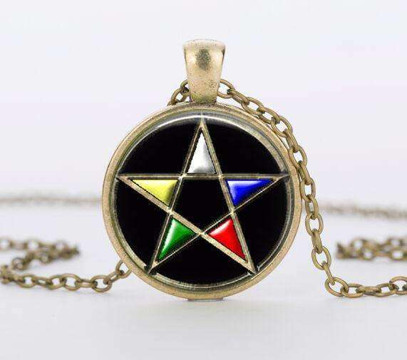 SUTEYI Bestselling Purple Pentagram Necklace Mens Witchcraft Glass Dome Picture Pendant Hidden Charm Handmade Necklaces Jewelry - STUDIO 11 COUTURE