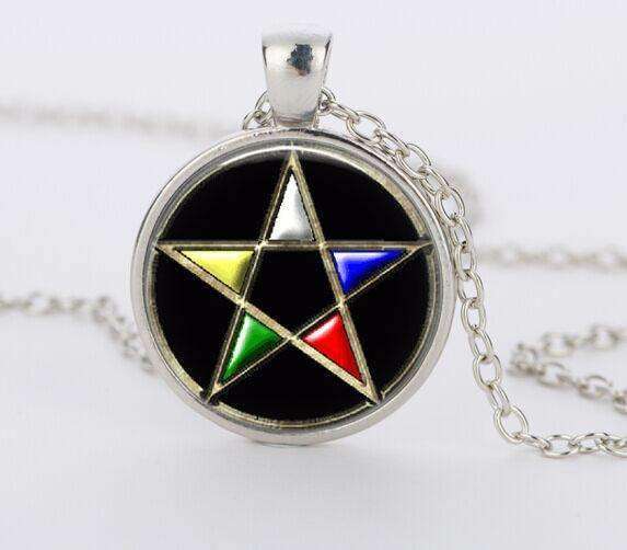 SUTEYI Bestselling Purple Pentagram Necklace Mens Witchcraft Glass Dome Picture Pendant Hidden Charm Handmade Necklaces Jewelry - STUDIO 11 COUTURE