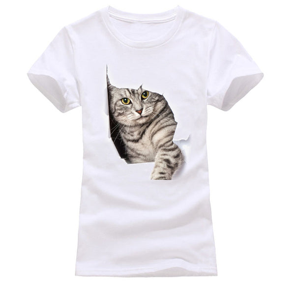 Fun Cat Printed Casual T-Shirt Top - STUDIO 11 COUTURE